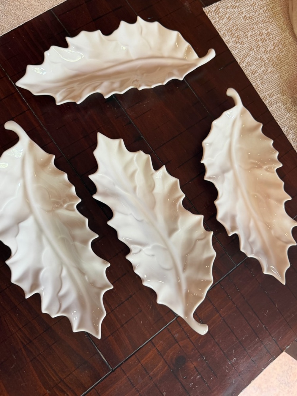 Apilco France leaf shaped porcelain dishes  RARE FIND